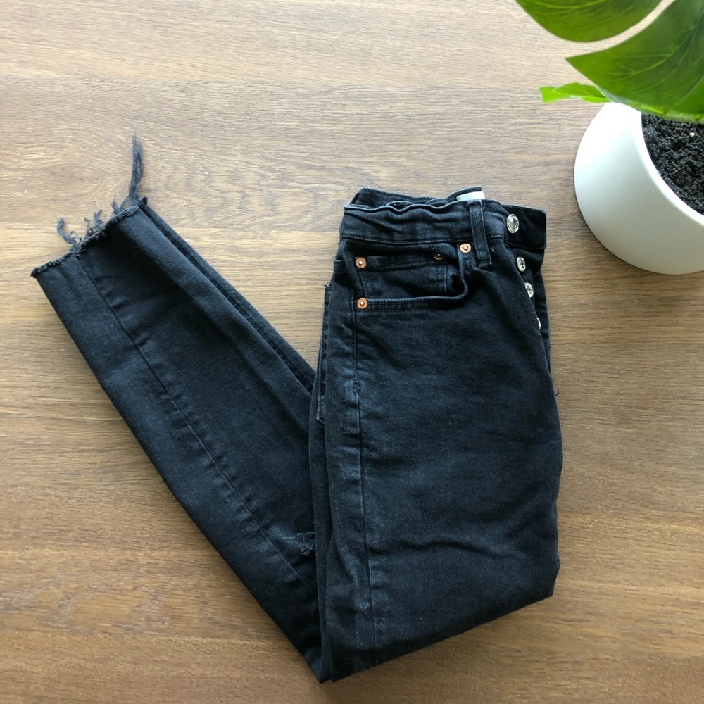Free People High Rise Black Skinny Jeans